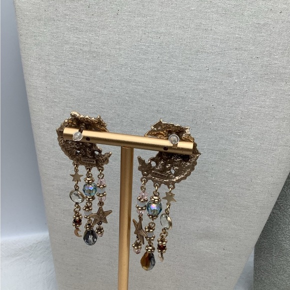 Boho Celestial mixed  media pierced Earrings - Picture 3 of 3